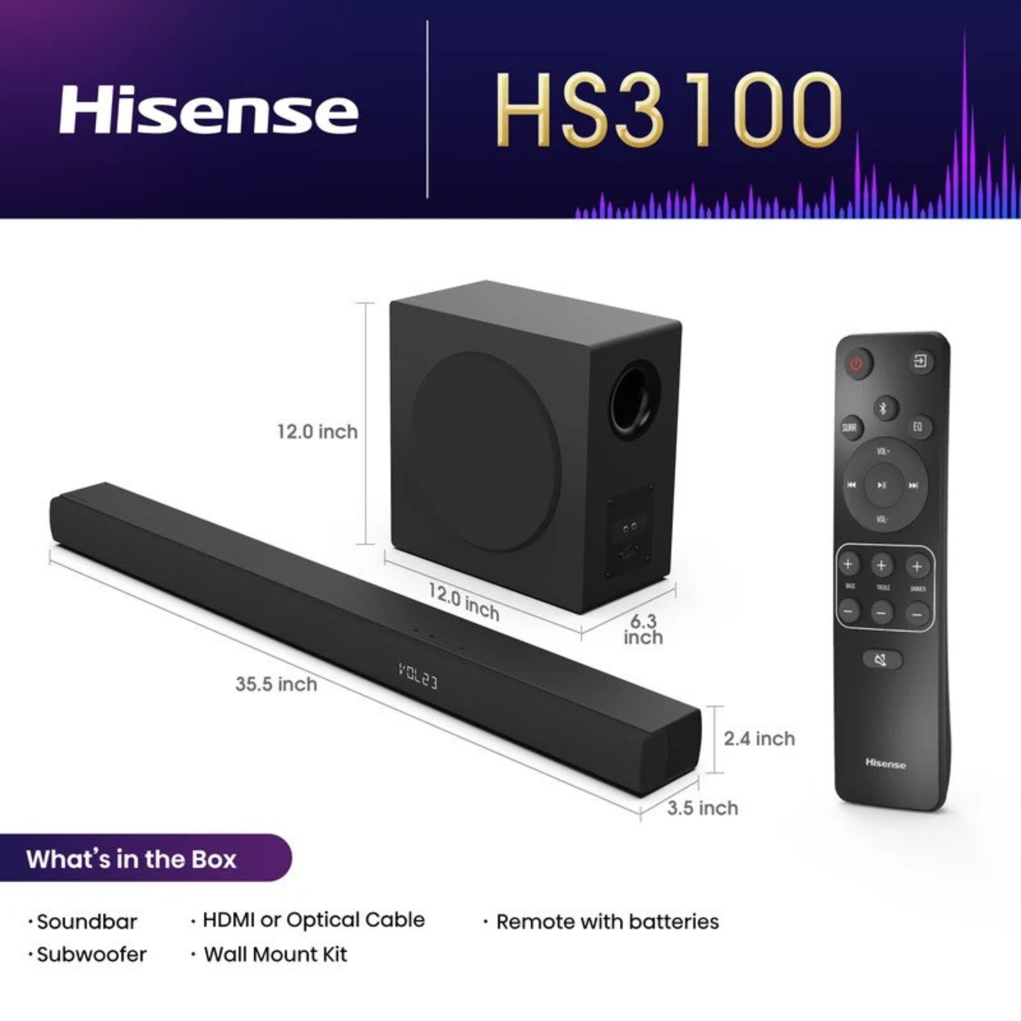 Hisense AX3100Q 3.1Ch, Dolby Atmos / DTS:X Soundbar with Wireless Subwoofer - Image 3