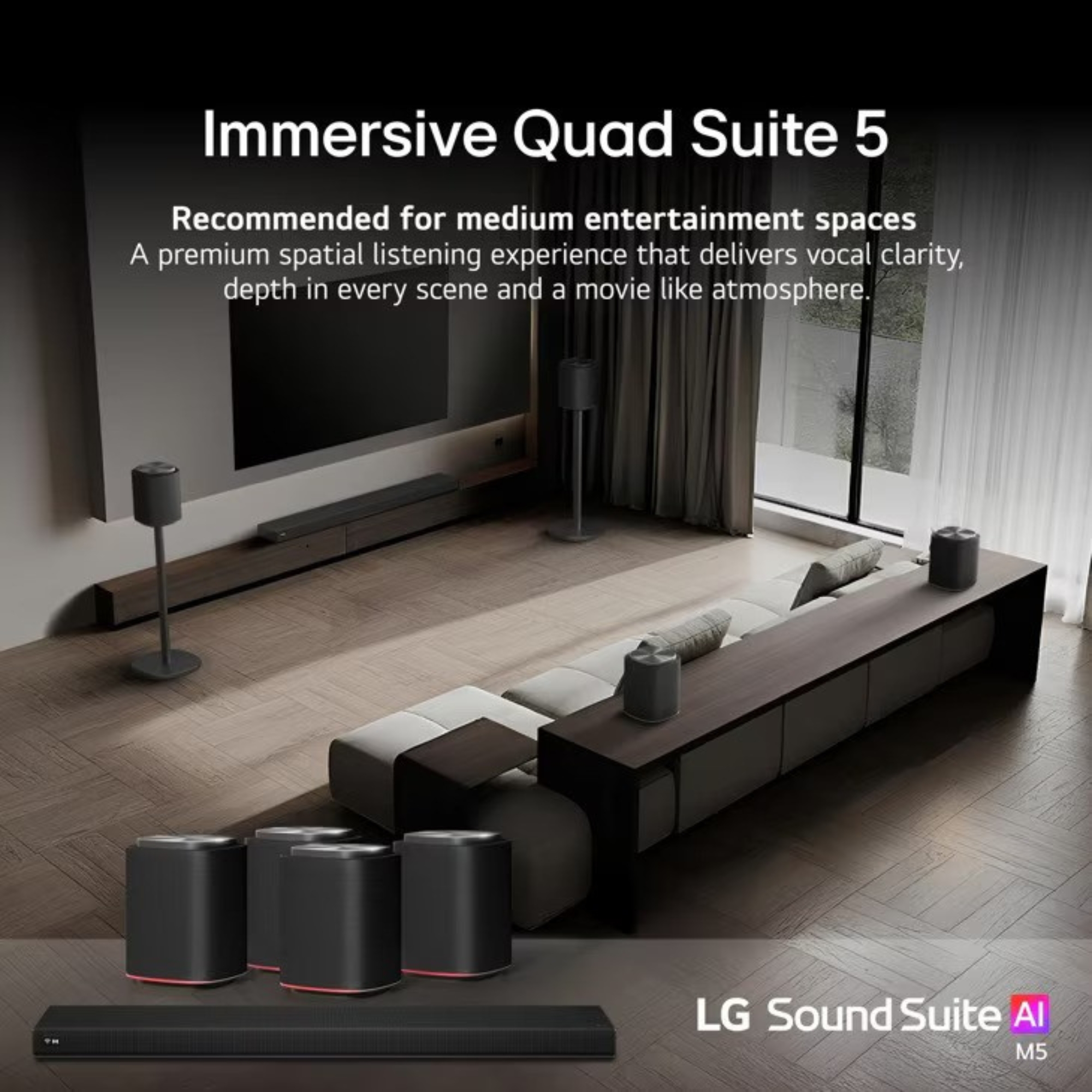 LG Immersive Quad Suite 5 with H7 Soundbar and four M5 Speakers, Dolby Atmos FlexConnect - Image 2