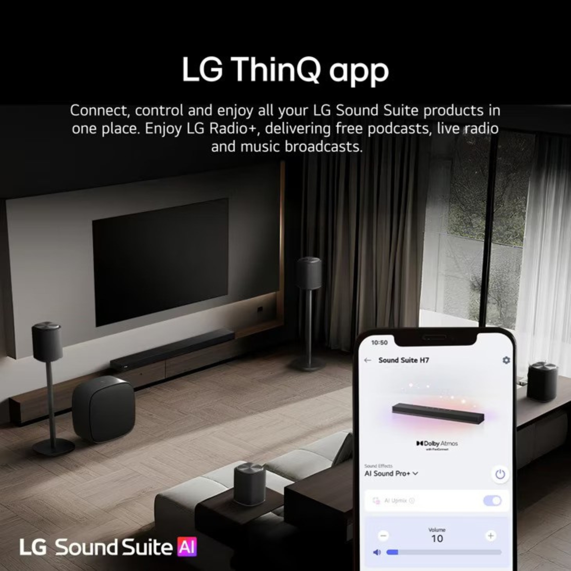 LG Immersive Quad Suite 5 with H7 Soundbar and four M5 Speakers, Dolby Atmos FlexConnect - Image 7